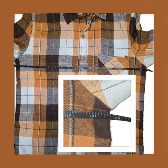 Boys Orange Flannel Button-Up Shirt - Like New - Large 10/12 - Picture 6 of 6